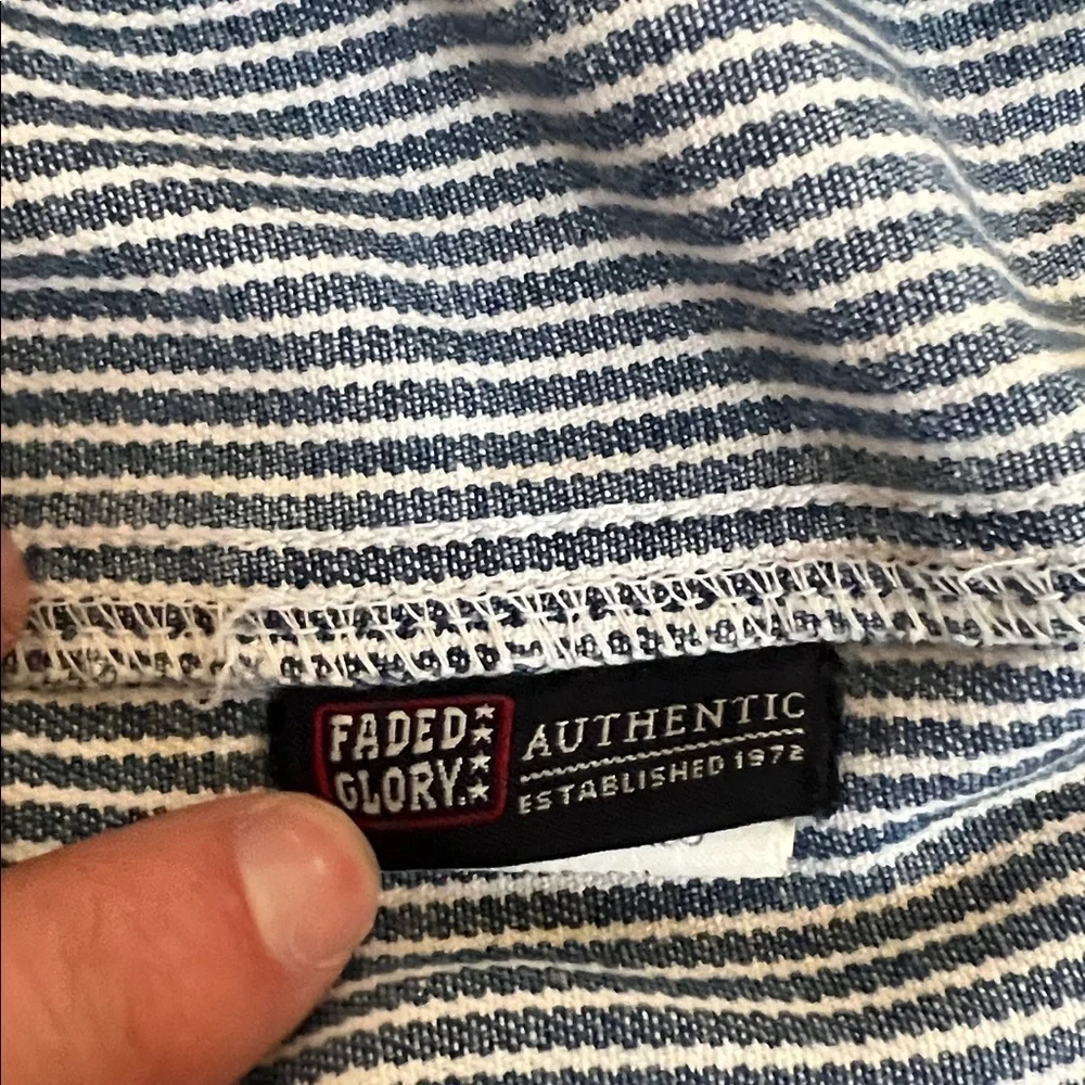 VTG Faded Glory Blue and White Striped Fabric